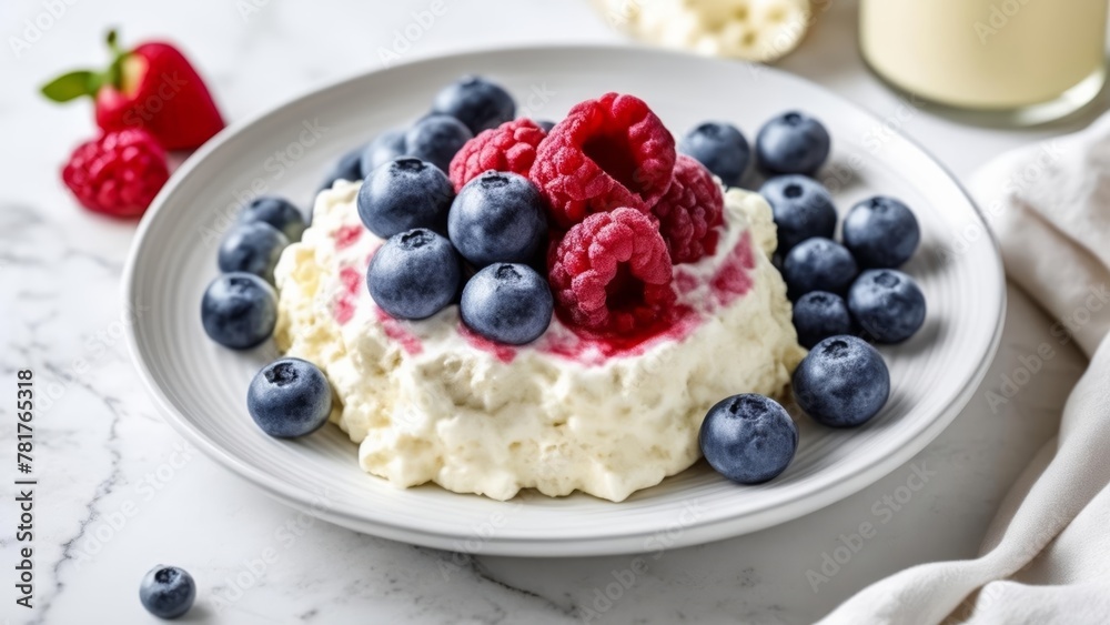 Deliciously fresh berries and cream dessert Deliciously fresh berries and cream dessert