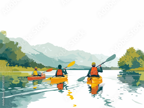 Serene Waters: Tranquil Kayakers Explore the Beauty of Nature
