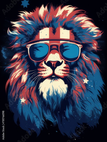 Lion with USA Flag Shades
