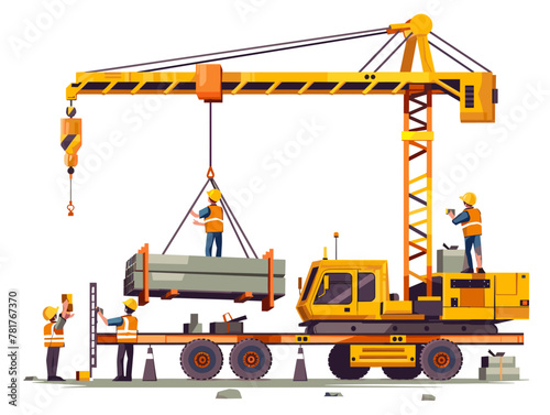Construction Crane Team: Diligent Workers Ensuring Building Site Efficiency