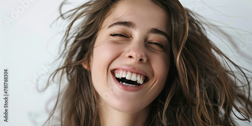 beautiful woman laughing, generative AI