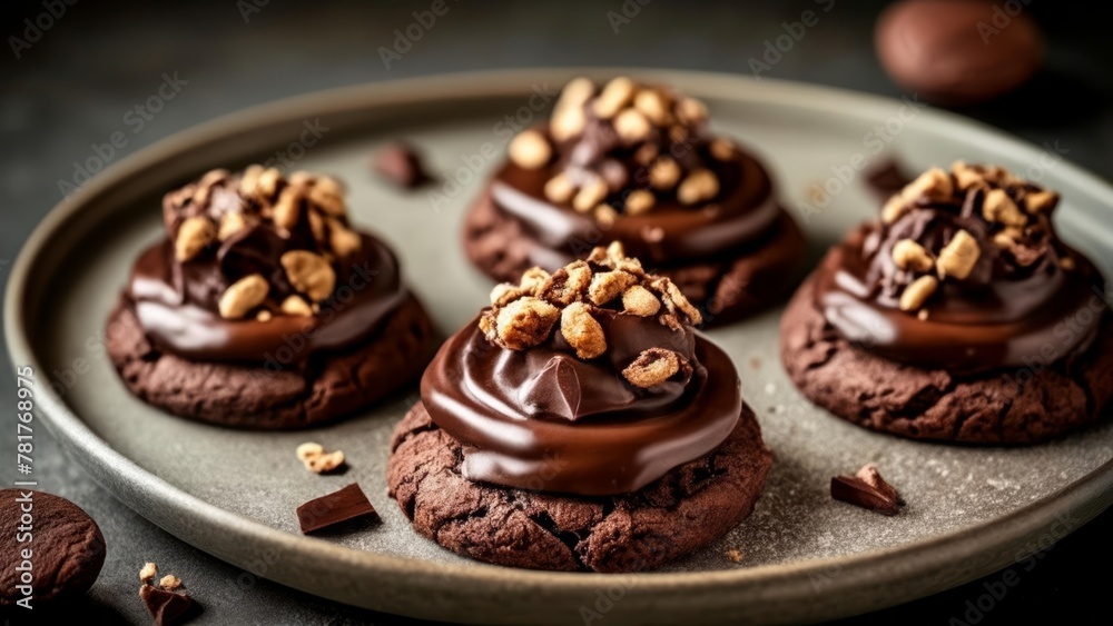  Chocolatey delight  Peanut butter cookies topped with chocolate and peanuts