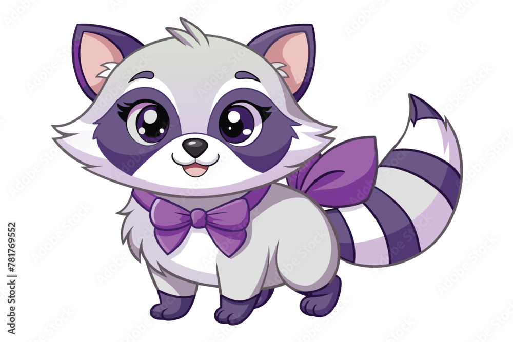 caricature--cartoon--a-cute-white-raccoon-with-a-p v.eps