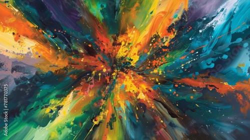 Wallpaper Mural A burst of vibrant expression floods the canvas in this abstract explosion Torontodigital.ca