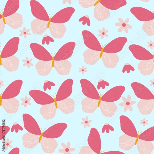 Fototapeta Naklejka Na Ścianę i Meble -  seamless pattern with butterflies