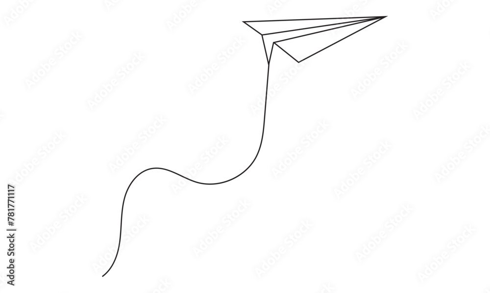 One continuous single line hand drawing of airplane isolated on white background. Vector illustration. One continuous single line hand drawing of airplane isolated on white background. Vector illustration.