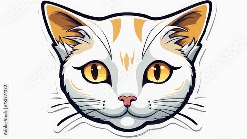 The muzzle of a cute house cat. Sticker illustration. 