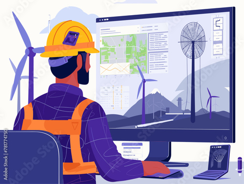 Wind Turbine Engineer Optimizing Blade Pitch for Maximum Energy Generation: A Technical Illustration