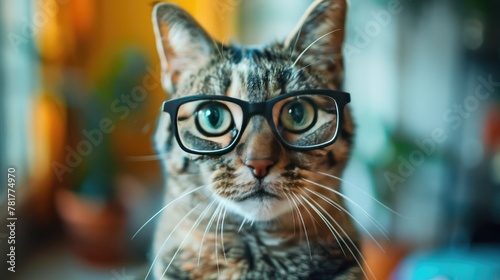 Playful Cat with Glasses Enjoying Sunny Afternoon