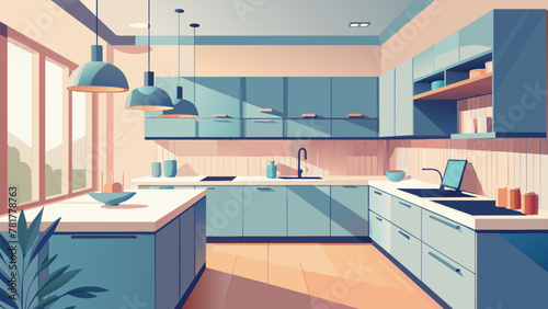 A modern kitchen with sleek countertops and wellorganized cabinets emphasizing efficiency and practicality over aesthetic appeal.