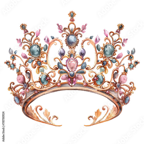 queen crown vector illustration in watercolour style 