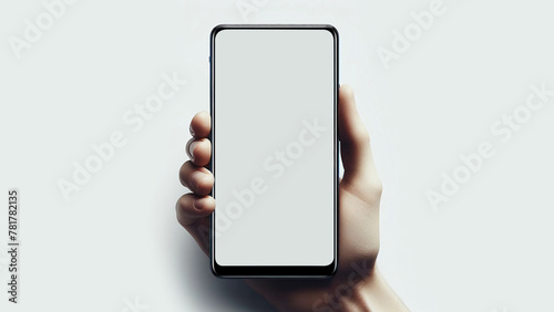Close up of hands showing smartphone against white background