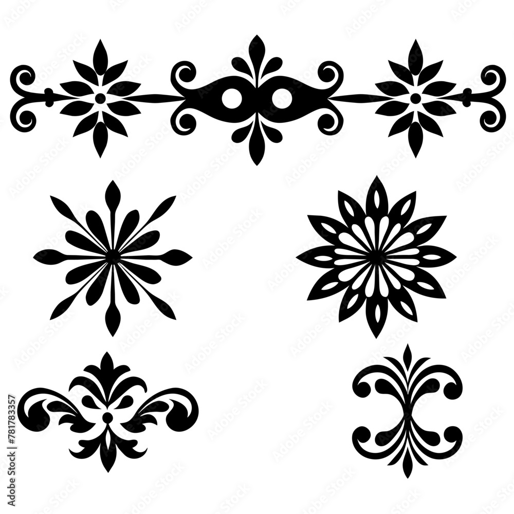 Obraz premium Set of floral elements and text dividers