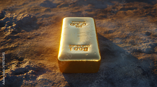 In this close-up shot, a 100g Swiss gold bar illuminates warmly amidst the dwindling sunlight, highlighting wealth and investment