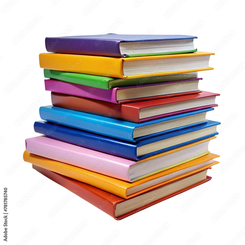 Stack of colorful books isolated on transparent background Stack of colorful books isolated on transparent background