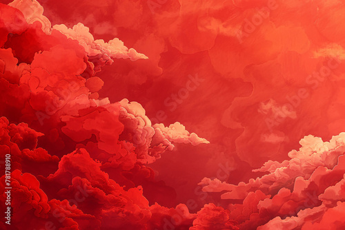 New Year and Spring Festival national tide auspicious cloud pattern illustration background, traditional auspicious cloud pattern red background