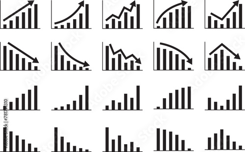 様々な形の棒グラフのベクターイラストセット