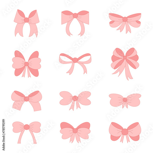Pink bow ribbon set. Decoration for girls, hair care.