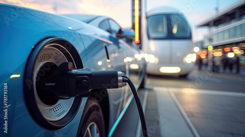 An Electric Car Charging Point At An Airport photo