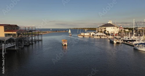 Aerial view of West End and boaters near Lake Pontchartrain. photo