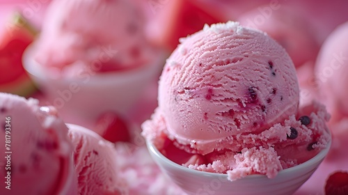 sweetness of a summer ice cream in juicy watermelon pink against a solid background, showcased in 8k full ultra HD, its refreshing flavor portrayed with cinematic clarity.