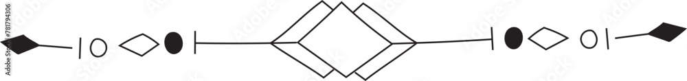 Fototapeta premium Hand drawn doodle divider line on transparent background.