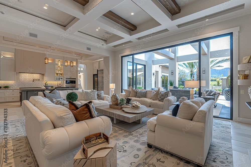 Beautiful living room in spacious home with classy decor