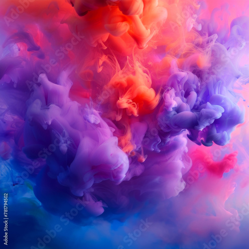 Abstract colorful ink in water, fluid color explosion, high resolution photography