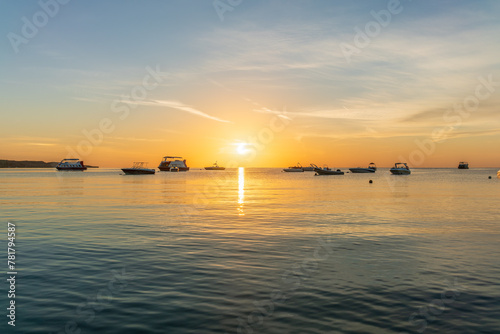 Sunrise over the sea. Panoramic seascape.