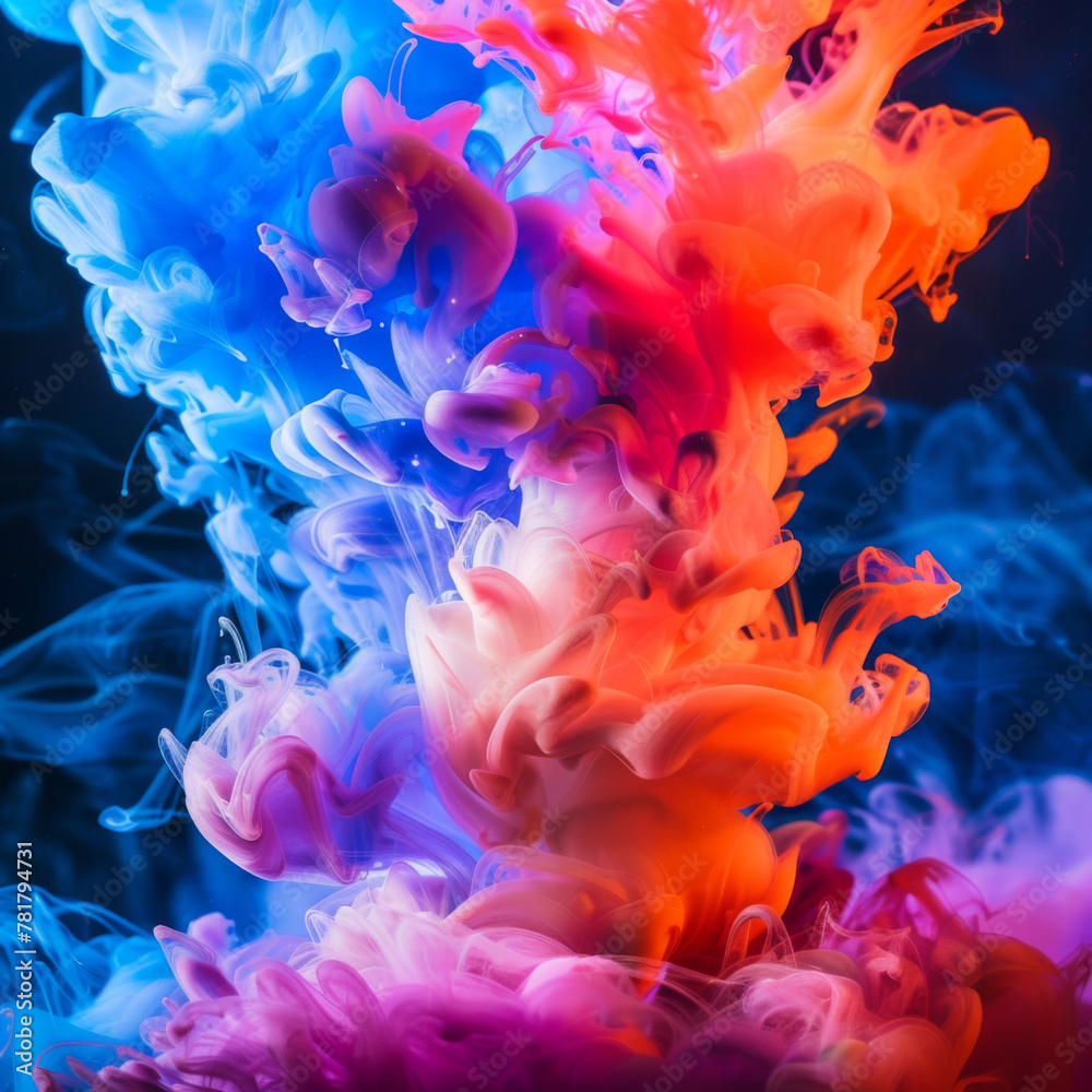 Obraz premium Abstract colorful ink in water, fluid color explosion, high resolution photography
