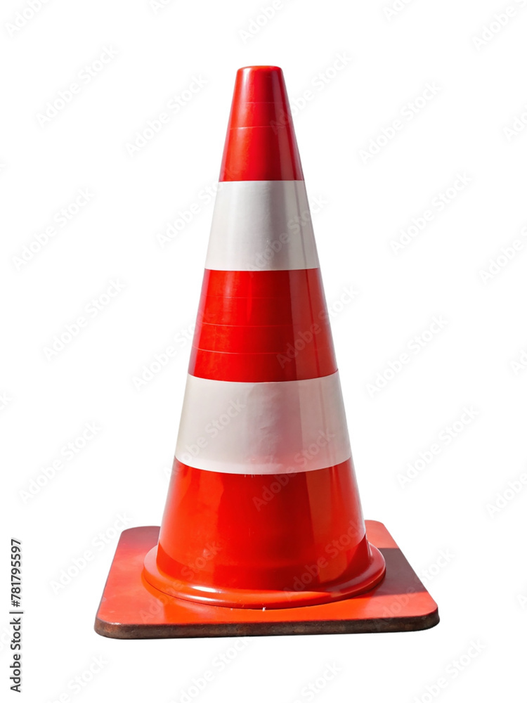 traffic cone red and white isolated on transparent background traffic cone red and white isolated on transparent background