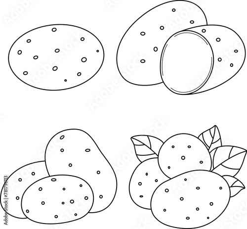 Potato Outline Vector Illustration Coloring Page For Kids