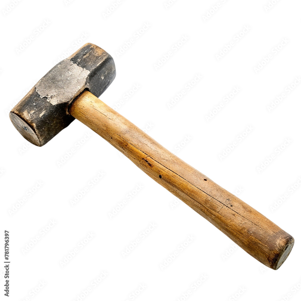 Used sledge hammer isolated on transparent background