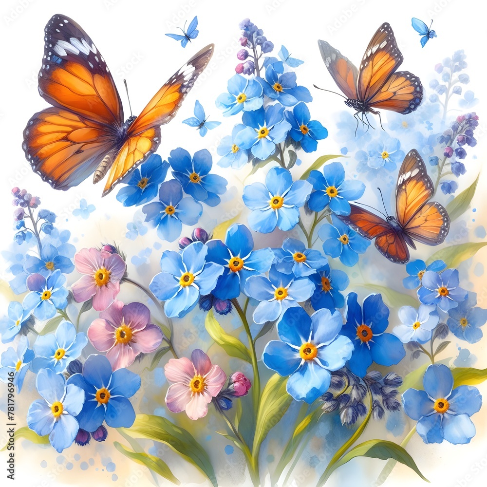 Butterflies and flowers. Generative ai Butterflies and flowers. Generative ai