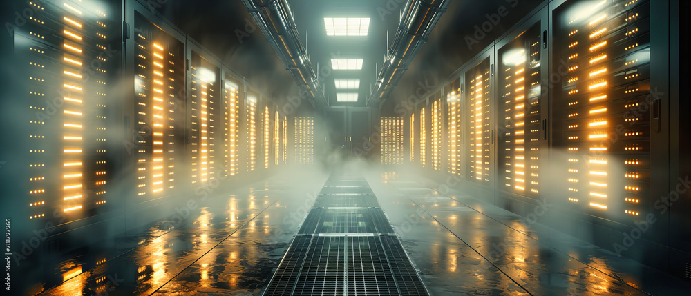 Inside a Futuristic Server Room, Illustrating the Power and Complexity of Modern Digital Infrastructure Inside a Futuristic Server Room, Illustrating the Power and Complexity of Modern Digital Infrastructure