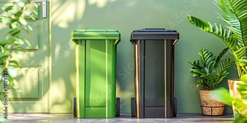 Recycle Bins for Waste Segregation in Greenery.