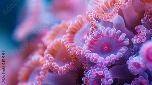 A close up of pink and white corals. photo