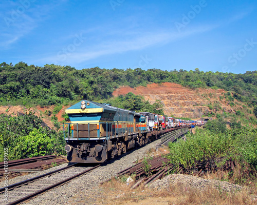 Indian Railways's Ro-Ro service that moves lorries of flatbed wagons from one place to another in difficult terrain. photo