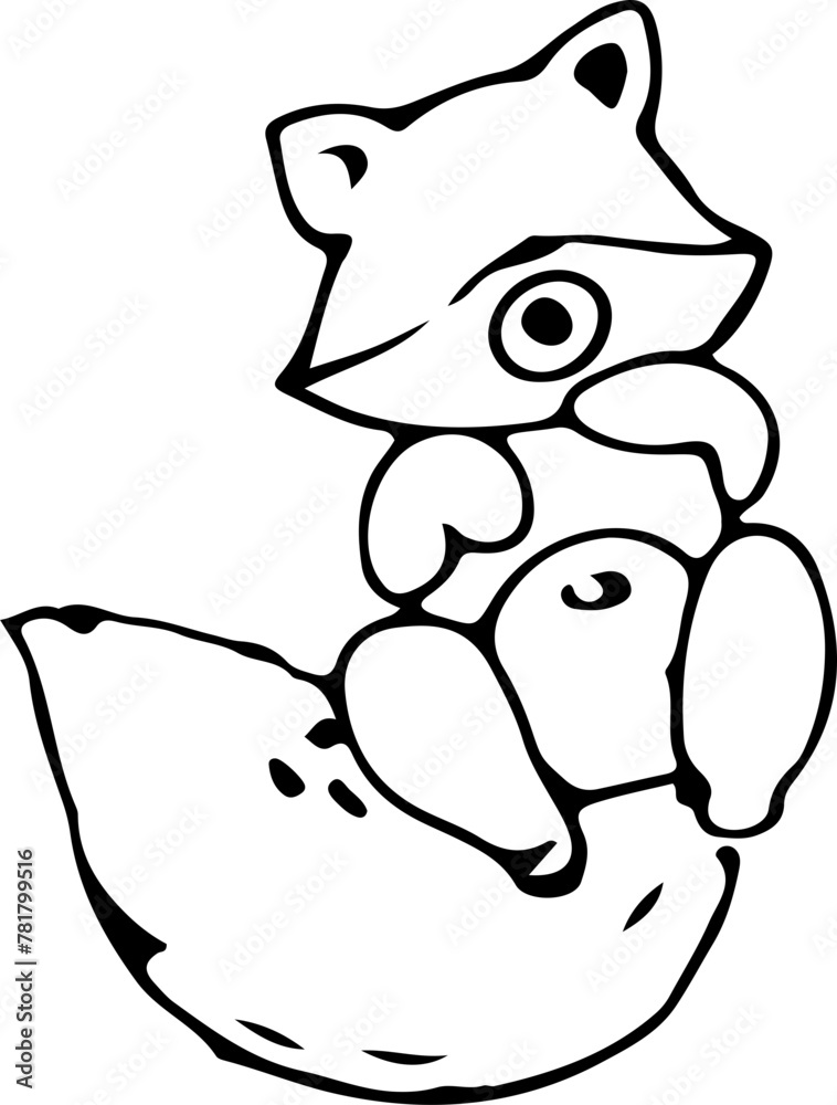 Fototapeta premium Hand drawn baby fox illustration, Transparent background. 