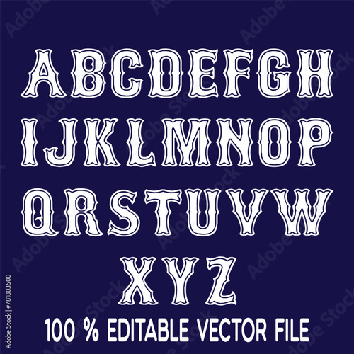 Classic college font. Vintage sport font in american style for football, baseball or basketball logos and t-shirt. Athletic department typeface, varsity style font. Vector
