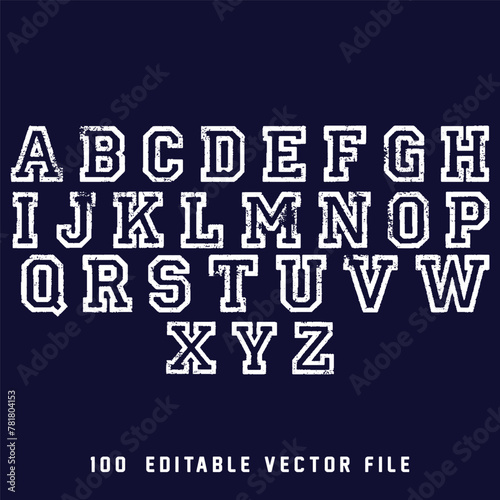 Classic college font. Vintage sport font in american style for football, baseball or basketball logos and t-shirt. Athletic department typeface, varsity style font. Vector