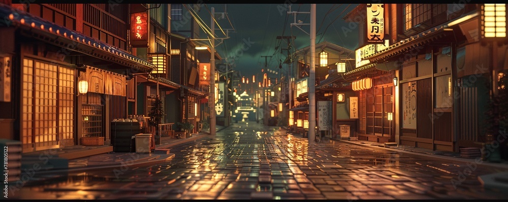 Tokyos Timeless Tale Ancient Edo shops projected in 3D as cyber-samurais ensure peace in a city blending past and future.