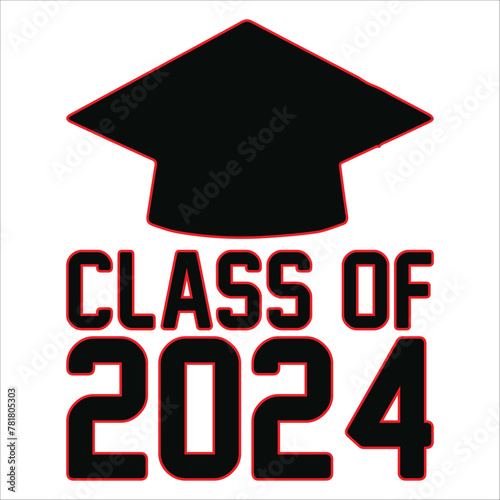Lettering Class of 2024 for greeting, invitation card. Text for graduation design, congratulation event, T-shirt, party, high school or college graduate. Illustration, vector on transparent background