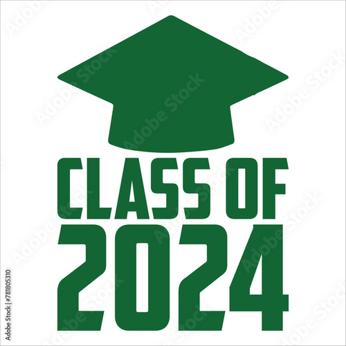 Lettering Class of 2024 for greeting, invitation card. Text for graduation design, congratulation event, T-shirt, party, high school or college graduate. Illustration, vector on transparent background