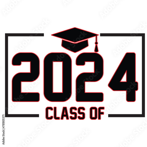 Lettering Class of 2024 for greeting, invitation card. Text for graduation design, congratulation event, T-shirt, party, high school or college graduate. Illustration, vector on transparent background