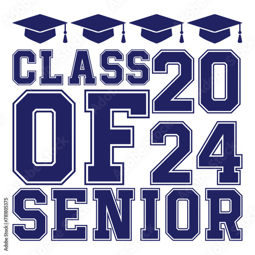 Lettering Class of 2024 for greeting, invitation card. Text for graduation design, congratulation event, T-shirt, party, high school or college graduate. Illustration, vector on transparent background