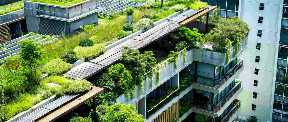 Eco-friendly house with green rooftop. Experience the harmonious coexistence of nature and architecture in this eco-house, crowned with a flourishing green rooftop.