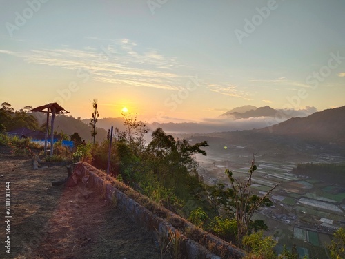 sunset over the mountain in bali