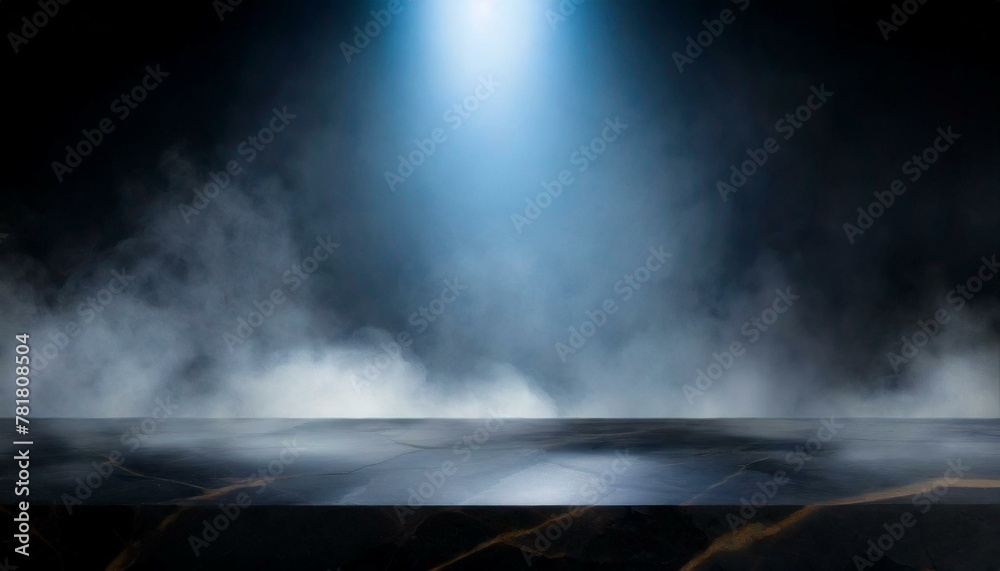 smoke in the air, wallpaper texted Podium black dark smoke background product platform abstract stage texture fog spotlight. Dark black floor podium dramatic empty night room 