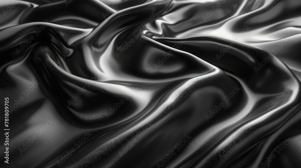   A black-and-white image of wavy fabric against a black-and-white backdrop of the same fabric